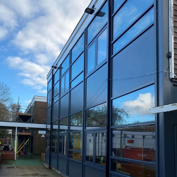 Commercial curtain walling in Wrexham